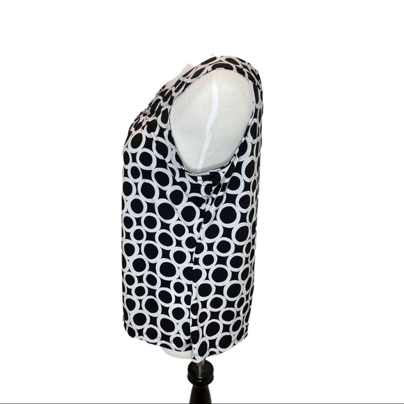 Calvin Klein Black White Geo Print Pleated Tank - Picture 4 of 9